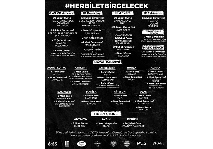 #HerBiletBirGelecek Yardım Konserleri 