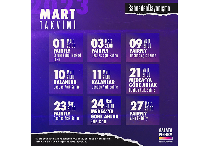 GalataPerform, Sahneden Dayanışma ile Martta Gösterimlerine Devam Ediyor 