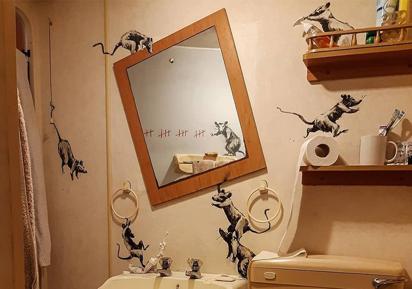 Banksy de Çalışmalarına Evden Devam Ediyor
