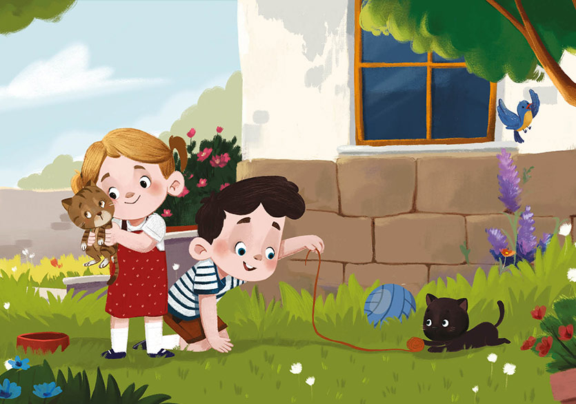 İki Küçük Kardeş ve Kediler: “Bahçemizin Misafirleri”