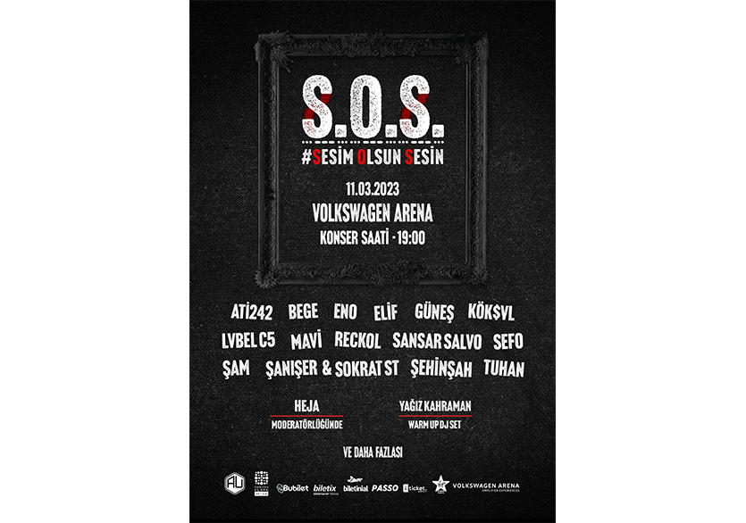 “S.O.S. : Sesim Olsun Sesin” Yardım Konseri 11 Mart’ta Volkswagen Arena’da
