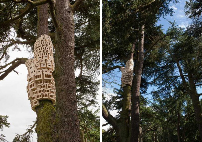 Londra’da Ağaçlara Yerleştirilen Kuş Evleri