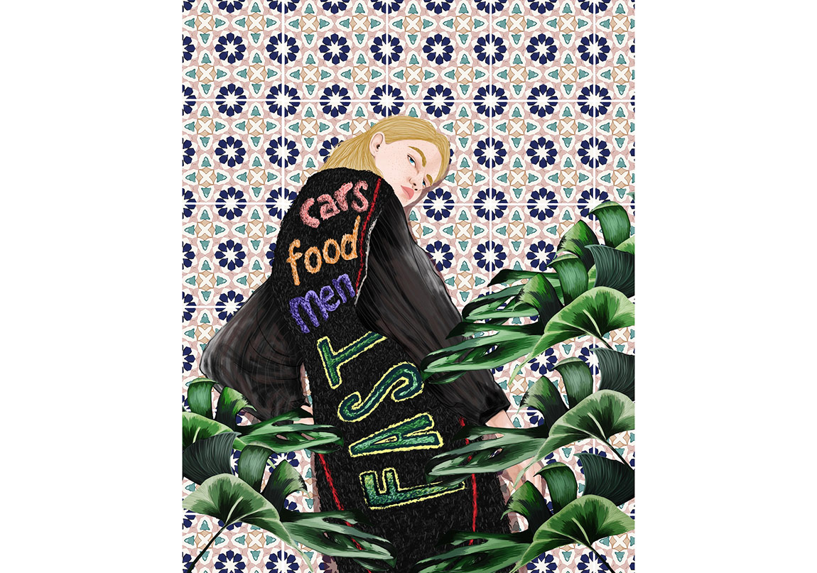 Kadın Figürü Botanikle İç İçe