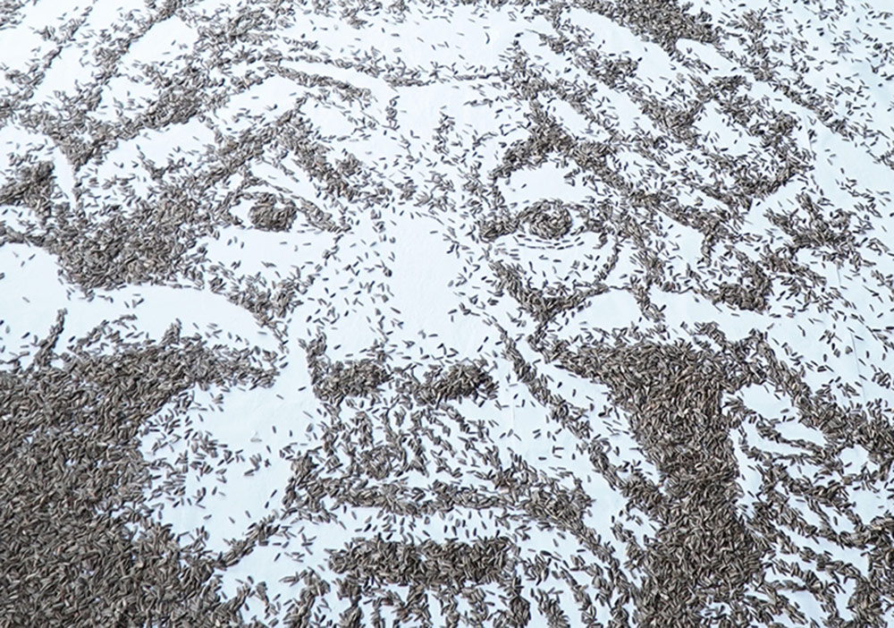 Çekirdekle Çizilen Ai Weiwei Portresi