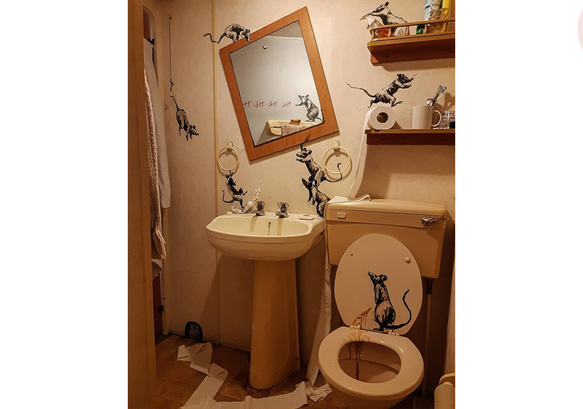 Banksy de Çalışmalarına Evden Devam Ediyor