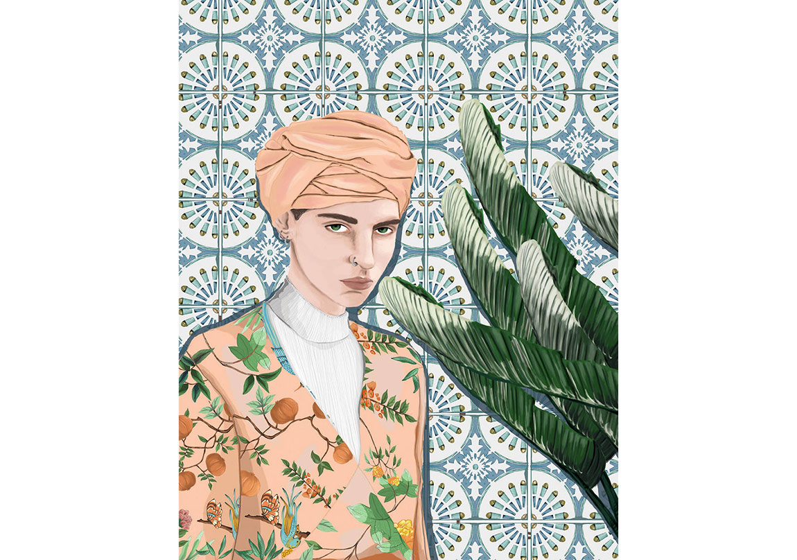 Kadın Figürü Botanikle İç İçe