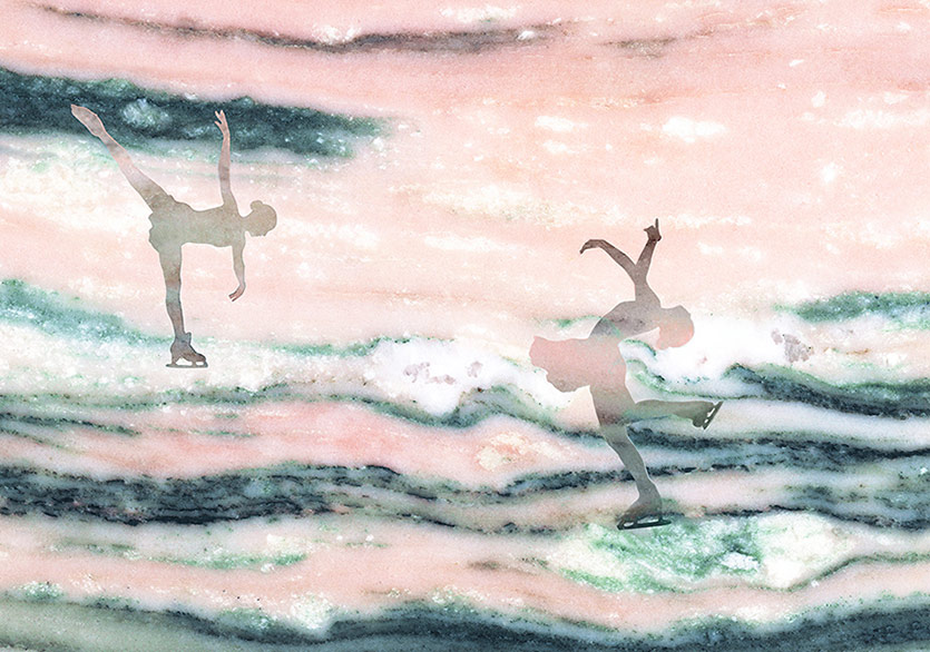 Mermer Üzerinde Kış Olimpik Sahneleri