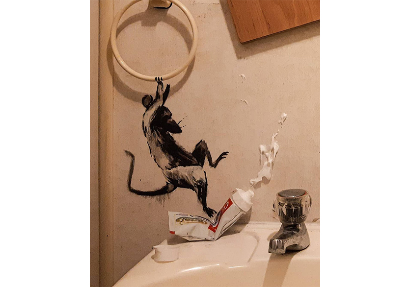Banksy de Çalışmalarına Evden Devam Ediyor