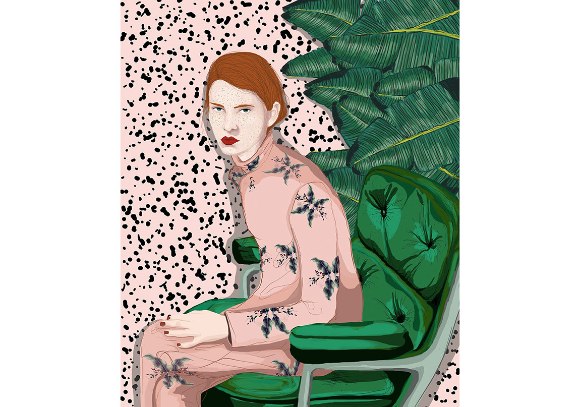 Kadın Figürü Botanikle İç İçe