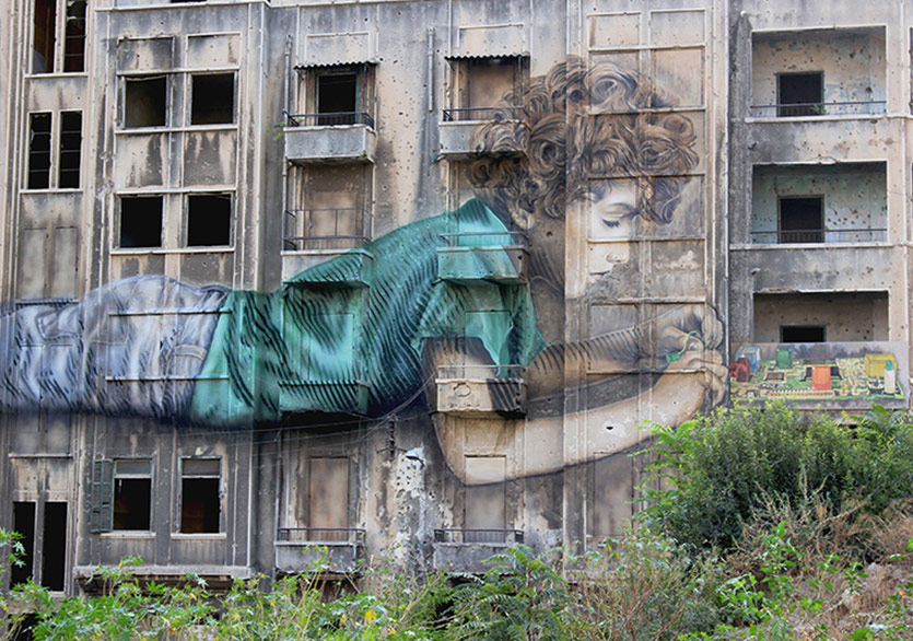 Beyrut’un Savaş Kalıntılarında Bir Duvar Resmi
