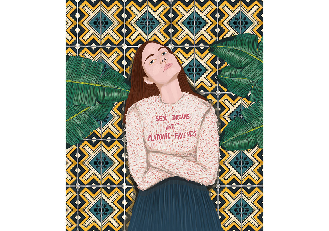 Kadın Figürü Botanikle İç İçe