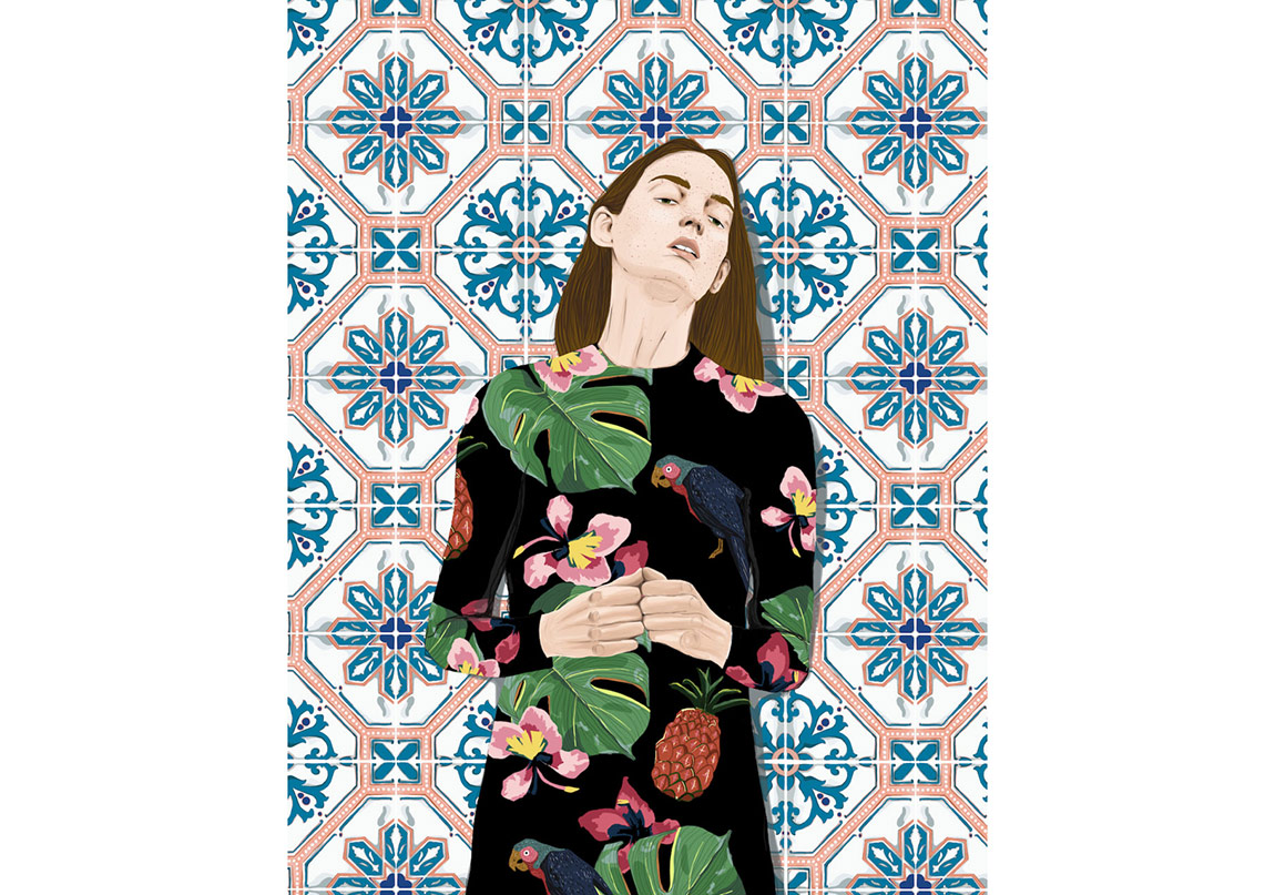 Kadın Figürü Botanikle İç İçe