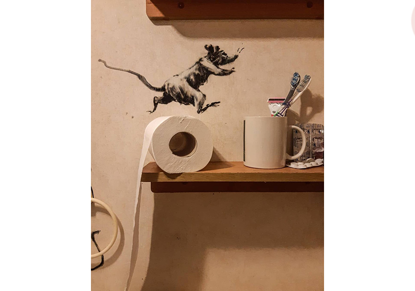 Banksy de Çalışmalarına Evden Devam Ediyor