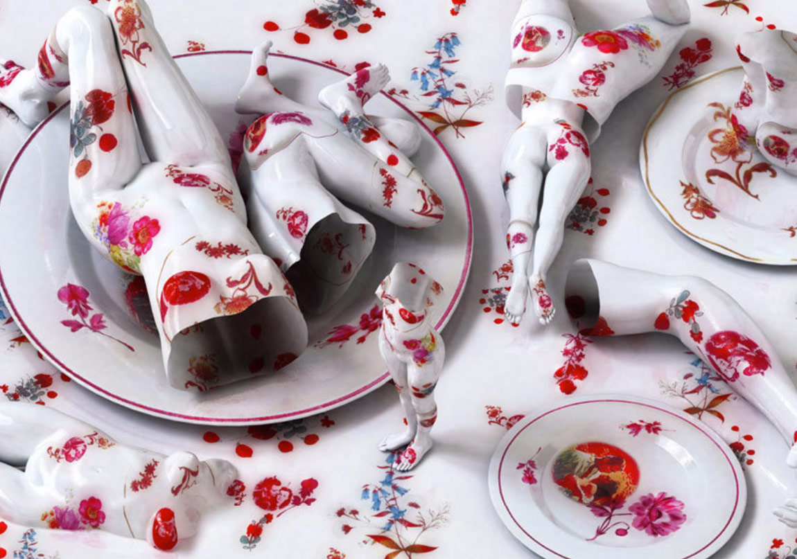 Antropomorfik Porselen Heykeller