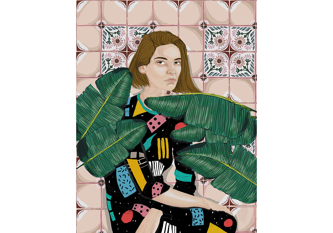 Kadın Figürü Botanikle İç İçe